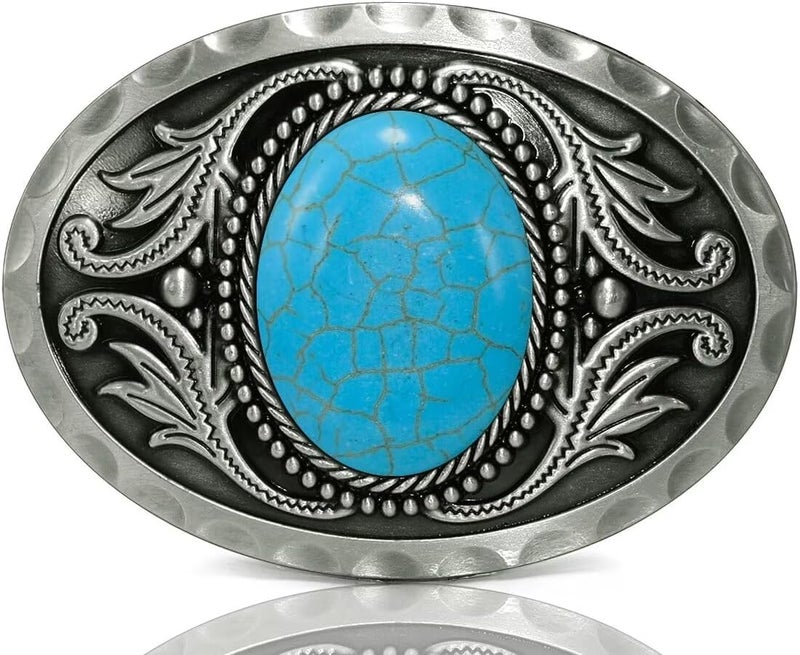 GURANSE Natural Gems Tiger Eyes Stone Belt Buckle With Acanthus Western Cowboy Style More Colors - Image 1